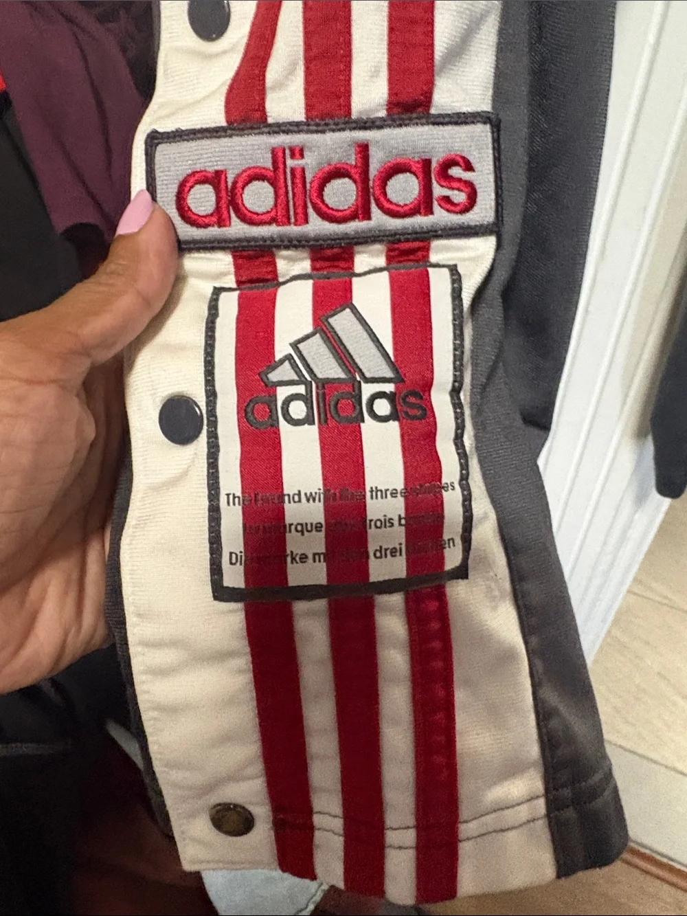 adidas Black Sweatpants with Red & White Side Stripes